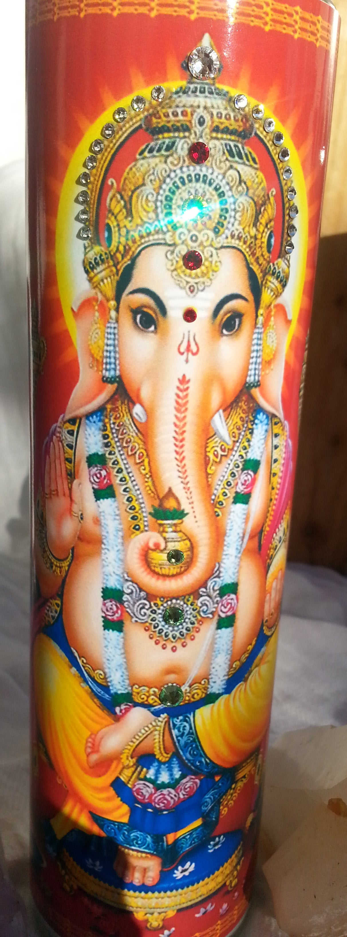 Ganesha Mantra Meditation Candle embellished with Swarovski Crystals