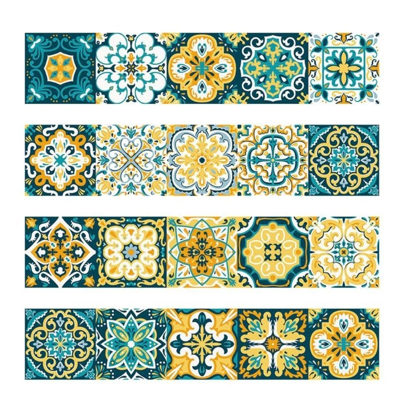 Vintage Moroccan Style Tiles Stickers PVC Waterproof Self ad
