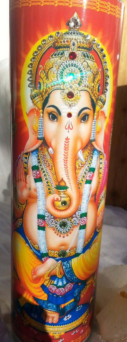 Ganesha Mantra Meditation Candle embellished with Swarovski Crystals