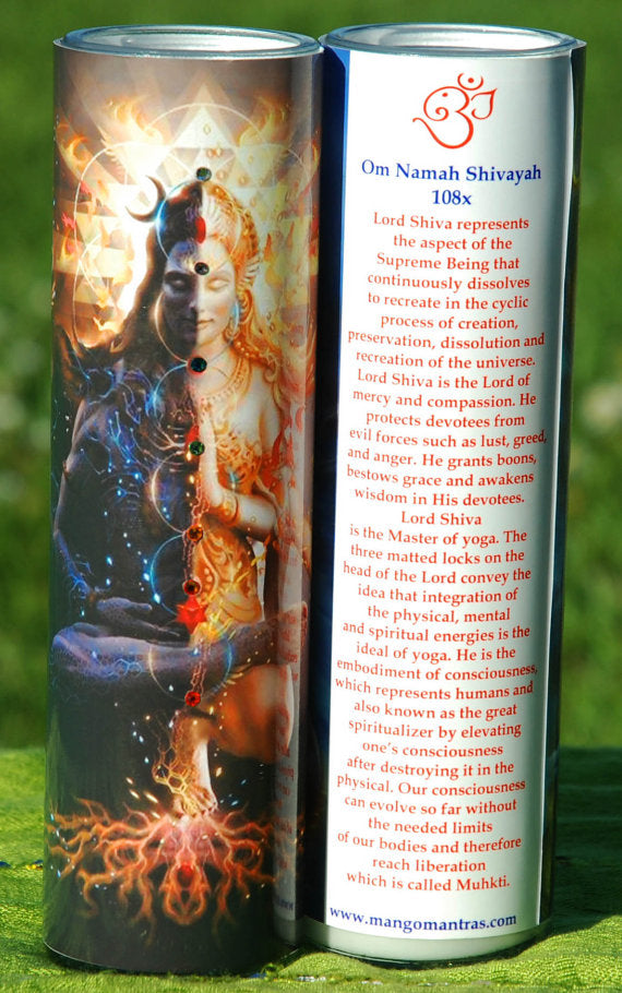 Powerful Shiva Shakti Ardaneshwara Mantra Meditation Candle with Swarovski Crystals