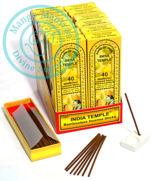 India Temple "Bambooless" Incense -Song Of India - For Protection, Blessing and Purification.